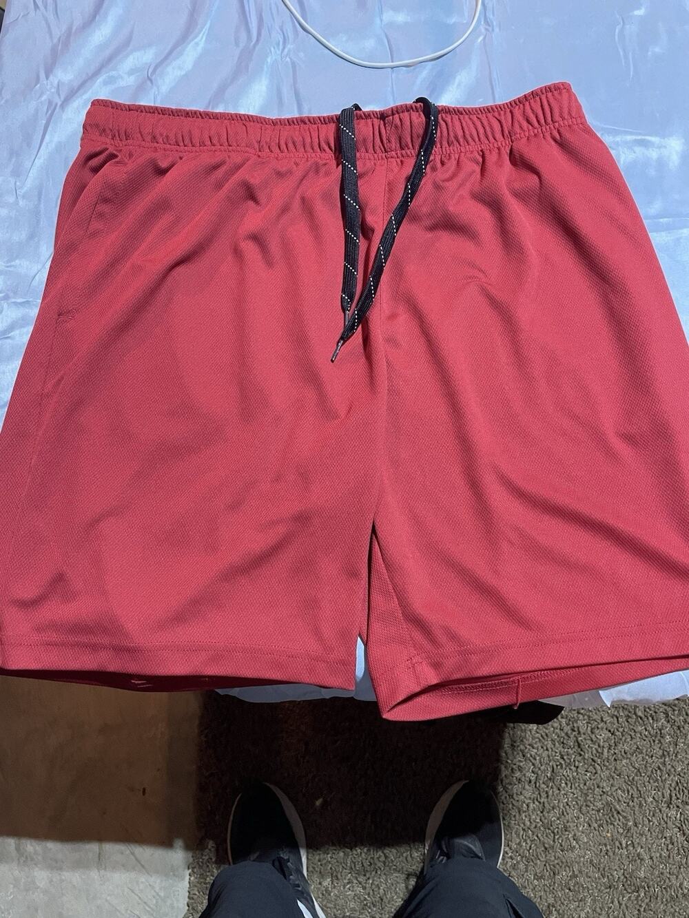 Zelos Men’s Red Athletic Mesh Polyester Shorts XXL Elastic Waist Drawstring